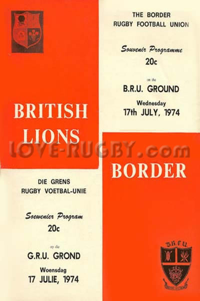 1974 Border Bulldogs v British Lions  Rugby Programme